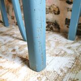 Blue patinated desk and chair