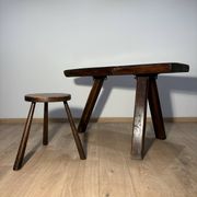 Brutalist table made of solid oak.