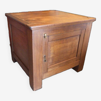 Deep vintage teak wooden chest old Tijori