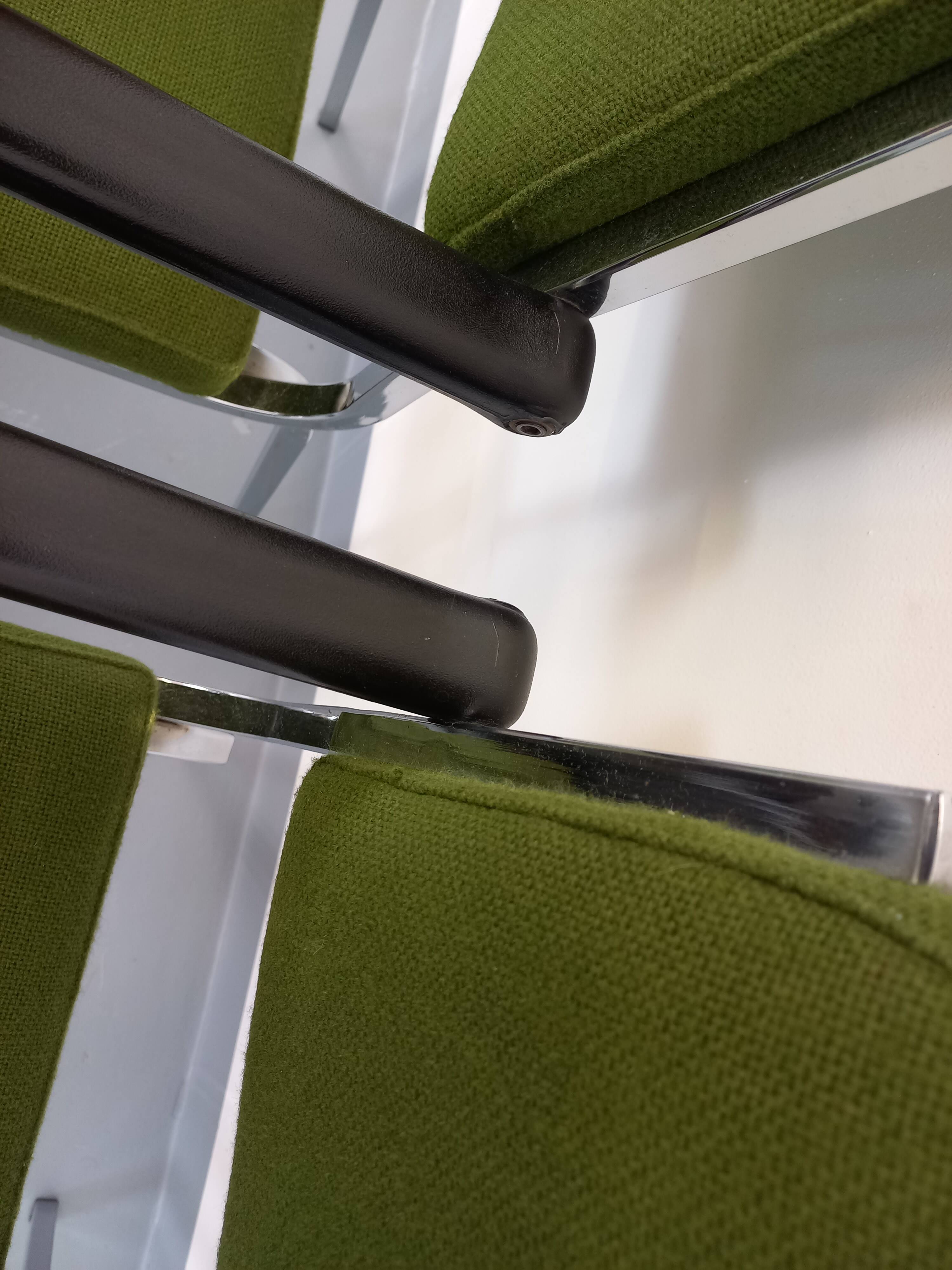 Pair of vintage fabric and chrome armchairs from the 70s