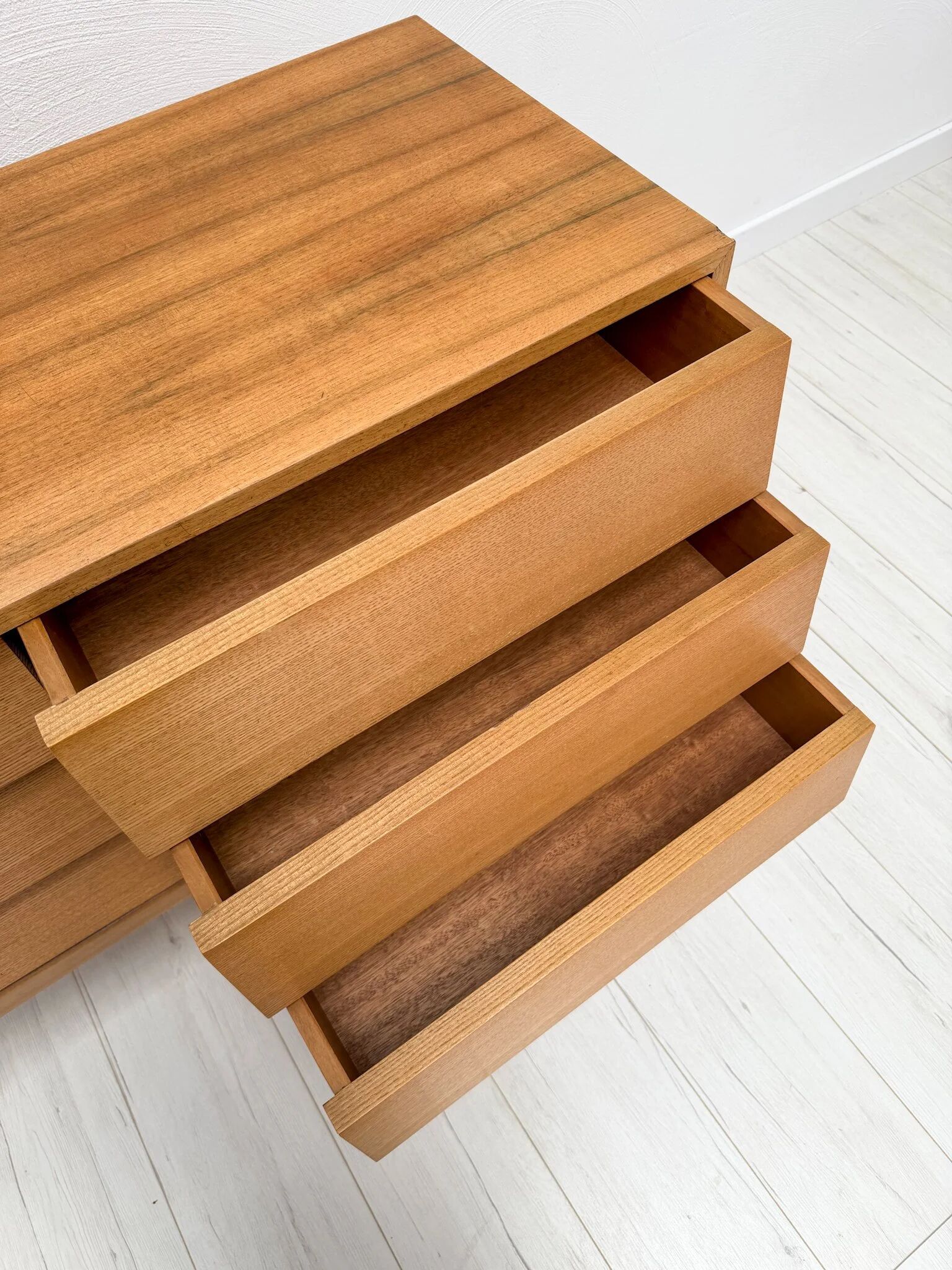 1950s vintage minimalist German walnut chest of drawers