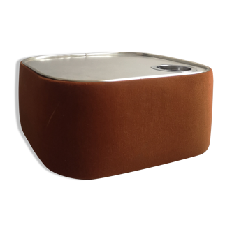 Vintage velvet and metal sofa end, design 1970