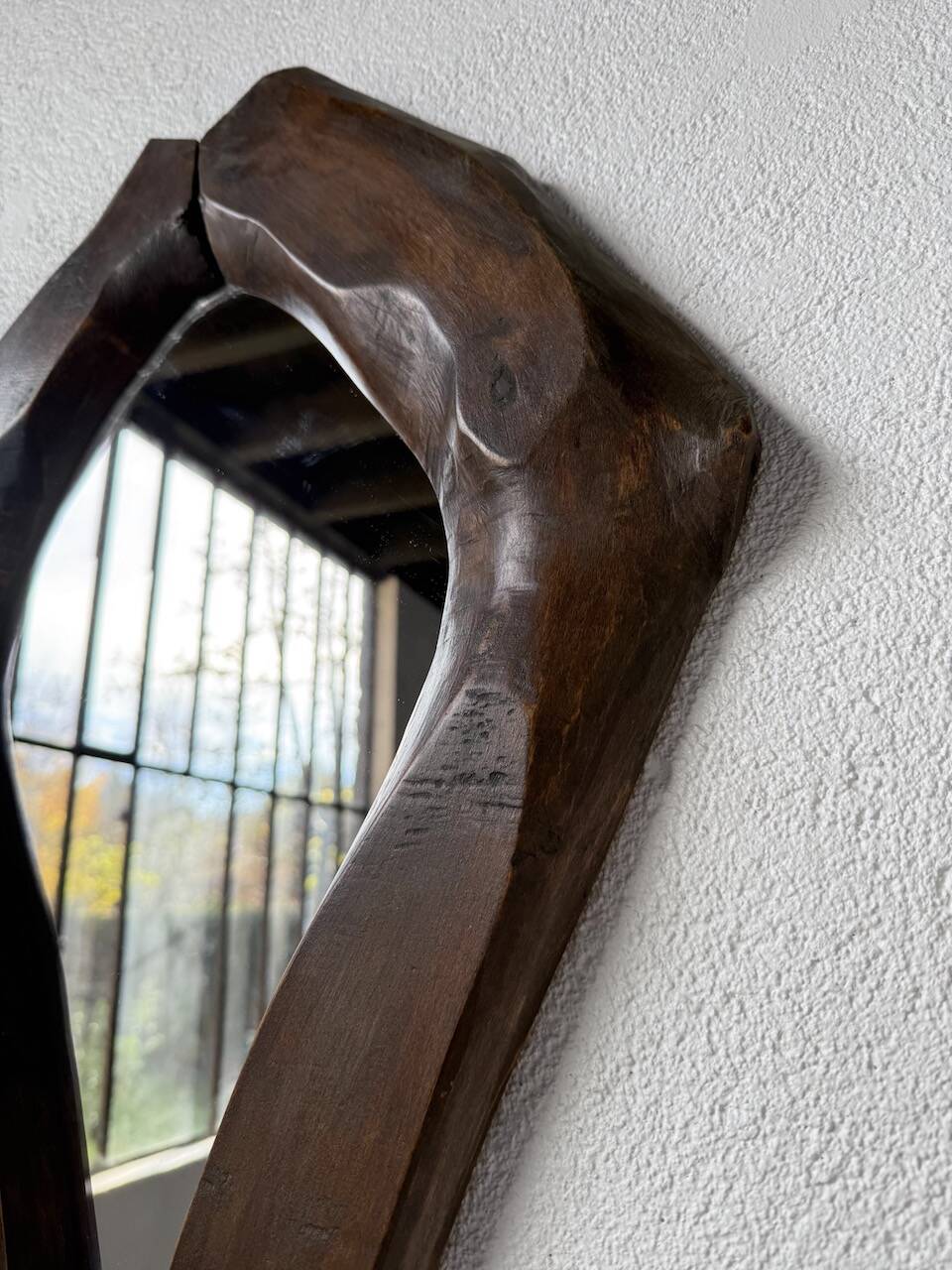 Brutalist wooden mirror 1900