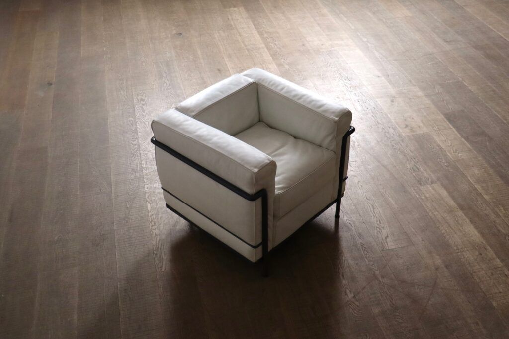 Vintage Cassina LC2 lounge chair by Charlotte Perriand and Le Corbusier