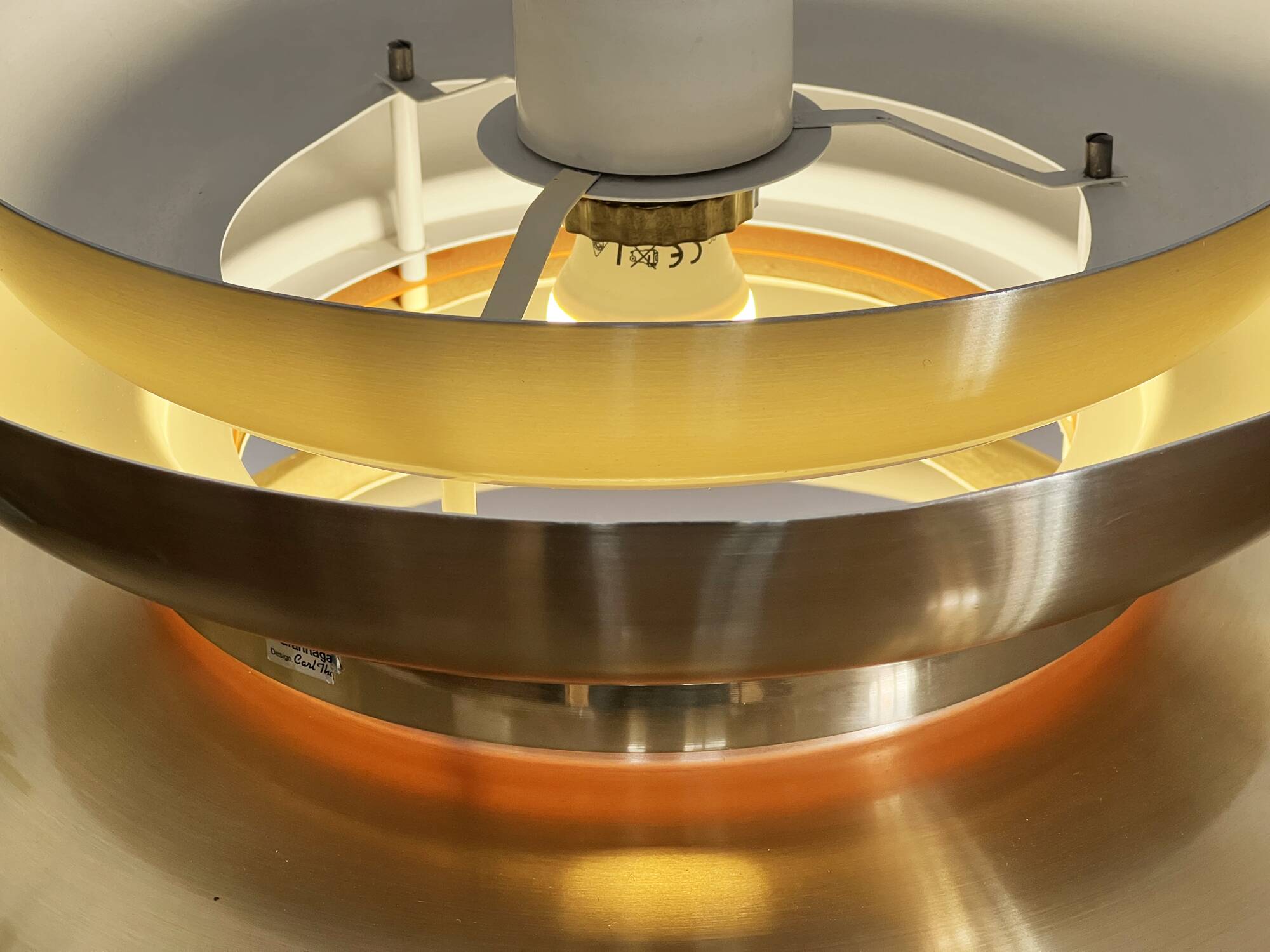 Golden pendant light by Carl Thore for Granhaga Metall. Sweden 1970s