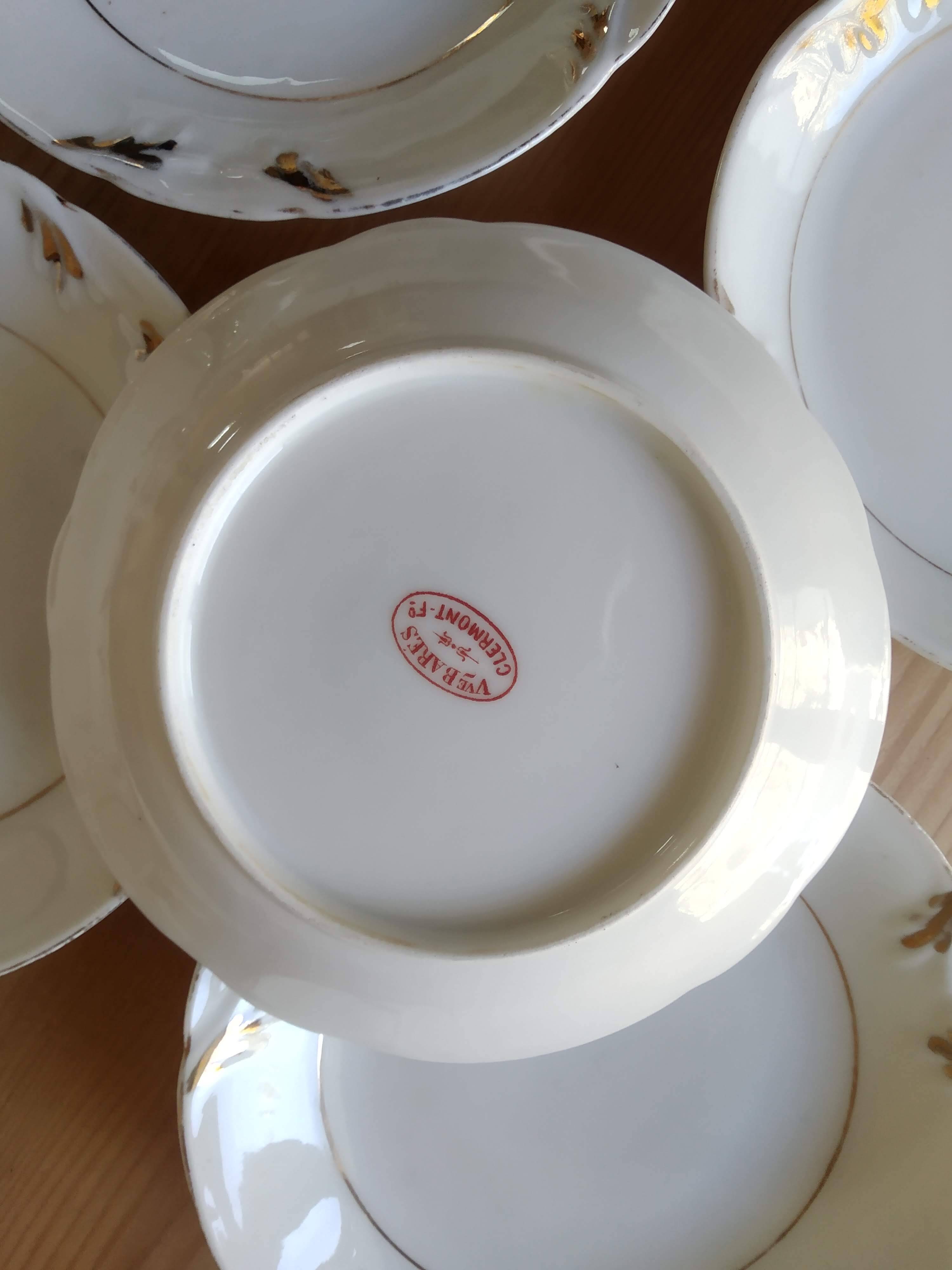 Coffee cups and sugar bowl, Old Paris Empire porcelain, Vve BARES