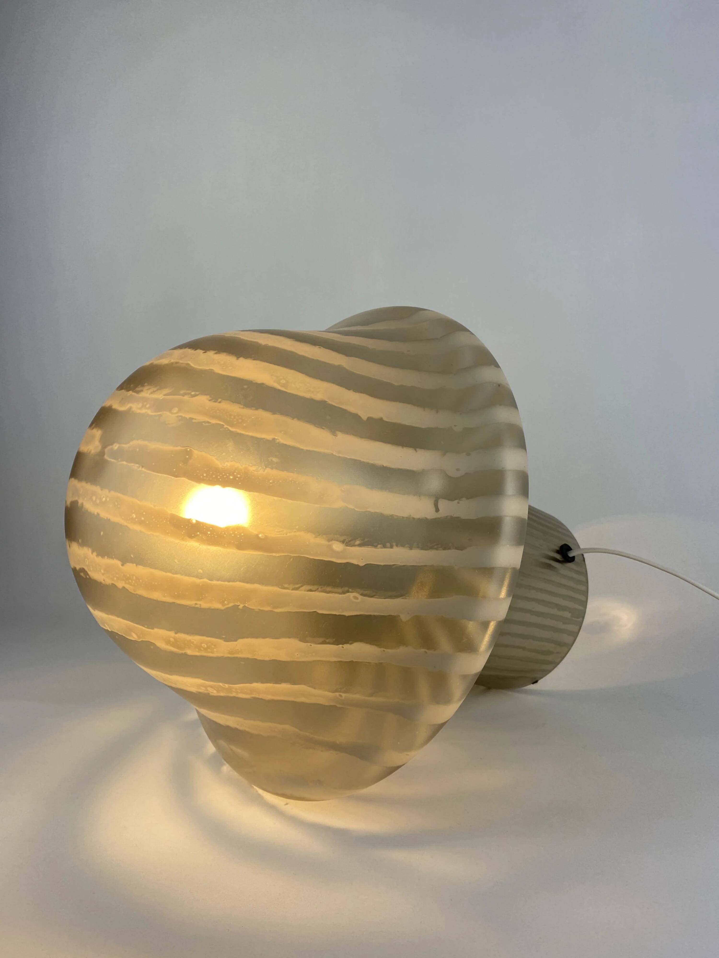 Large mushroom table lamp by Peill and Putzler in smoked glass XL 1970