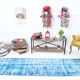2x9 di̇stressed blue oushak runner rug, 282x75cm
