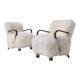 Pair of Art Deco Armchairs in Mongolian Sheepskin, 1950s