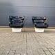 2x Joe Colombo Elda LONGHI Chair Black leather, White fiberglass