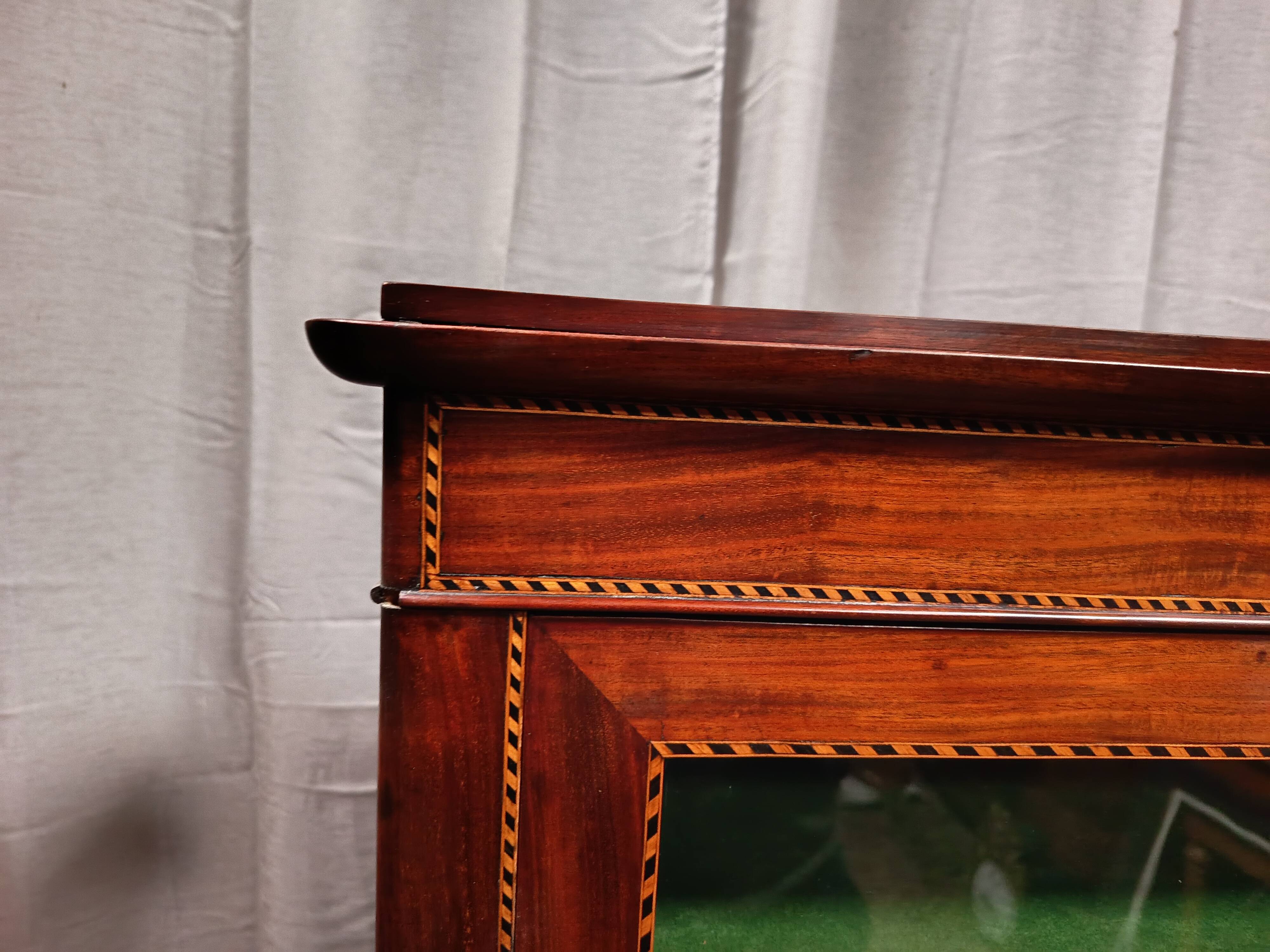 English style display cabinet in marquetry mahogany.