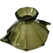 Coupe vintage en verre vert olive de style Art Déco