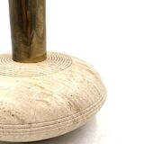 Travertine & brass table lamp base, Italy 1970s