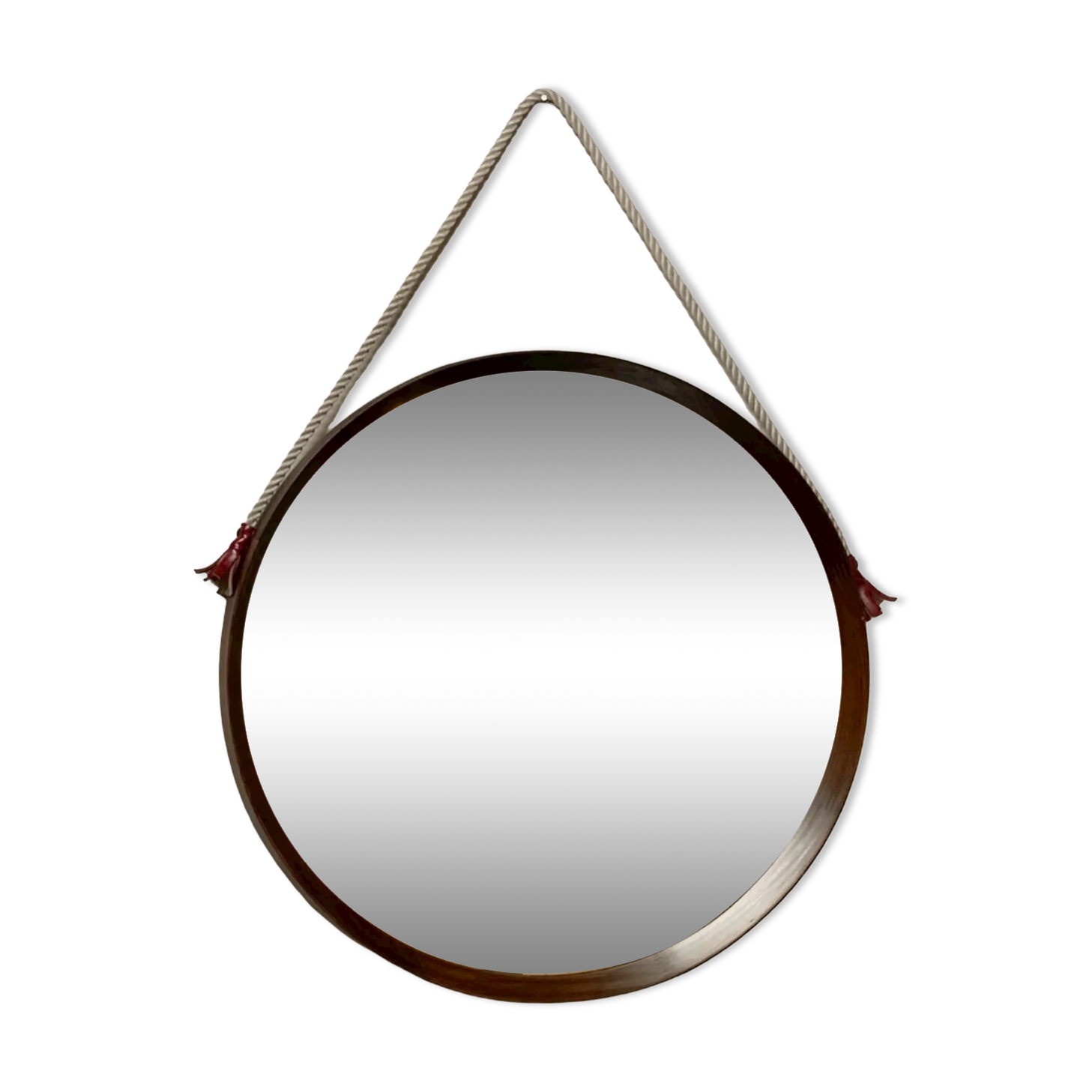 Teak vintage wall mirror, 60s mid century modern wood mirror made in italy