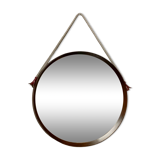 Teak vintage wall mirror, 60s mid century modern wood mirror made in italy