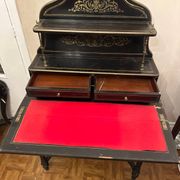 Napoleon III secretary with tiers - Blackened wood, enhanced with brass 19th century