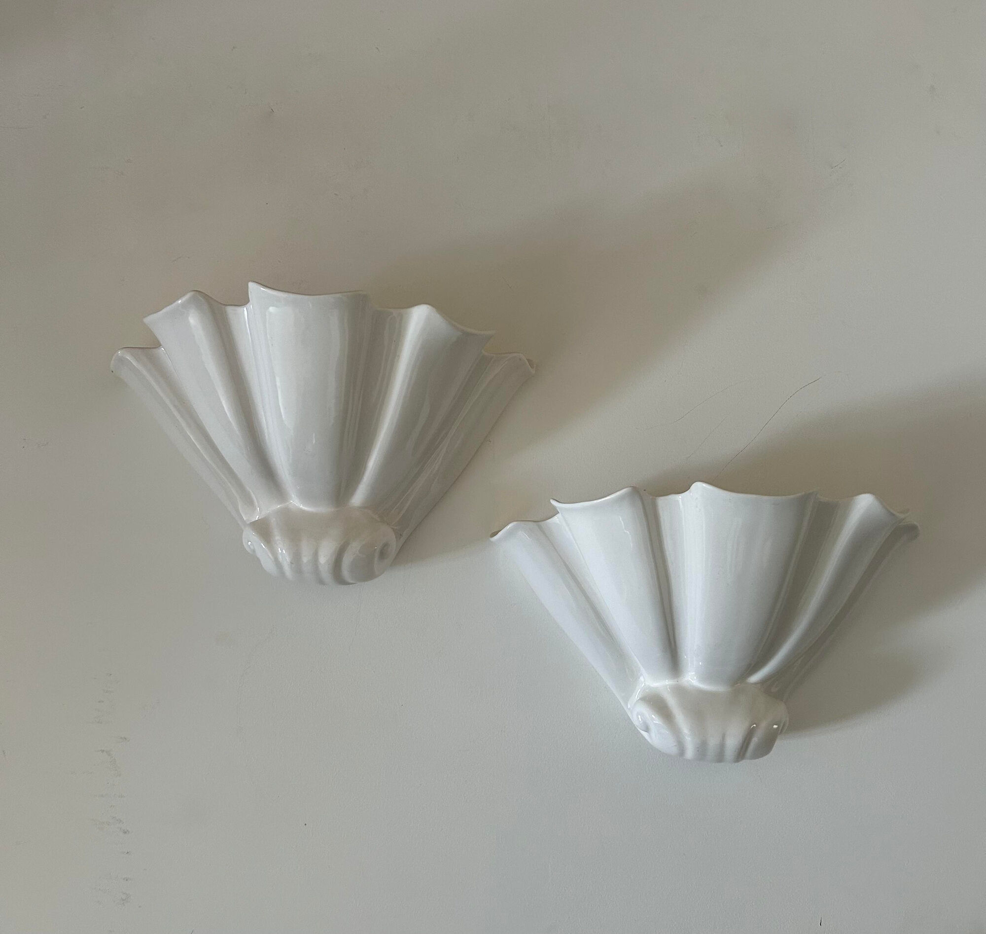 Pair of porcelain wall lamps France 1970
