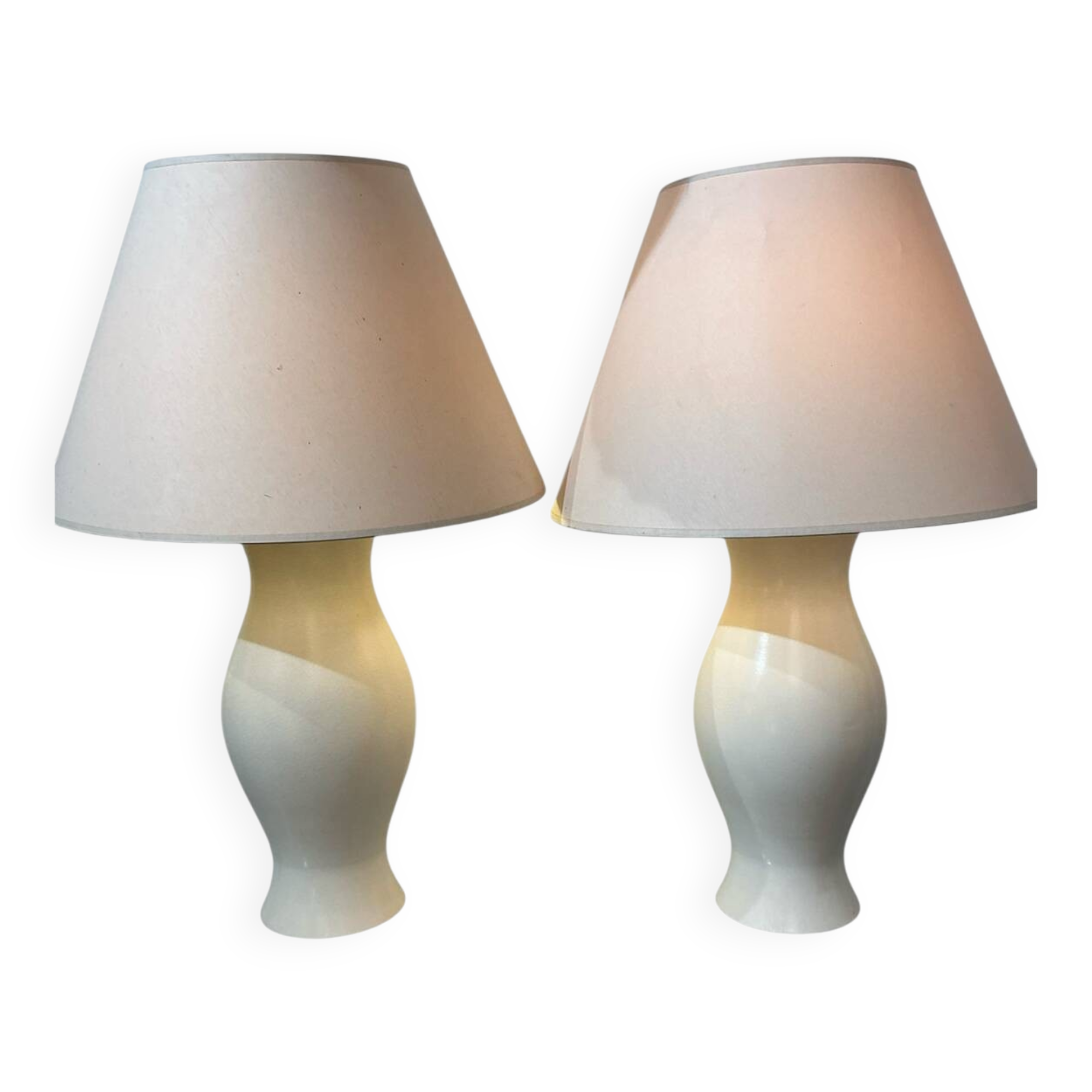Paire de lampes en céramique blanches