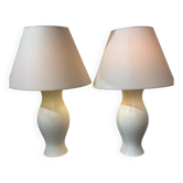 Paire de lampes en céramique blanches