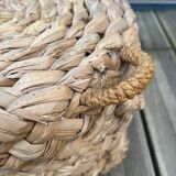 70s woven pouf footstool