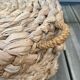 70s woven pouf footstool