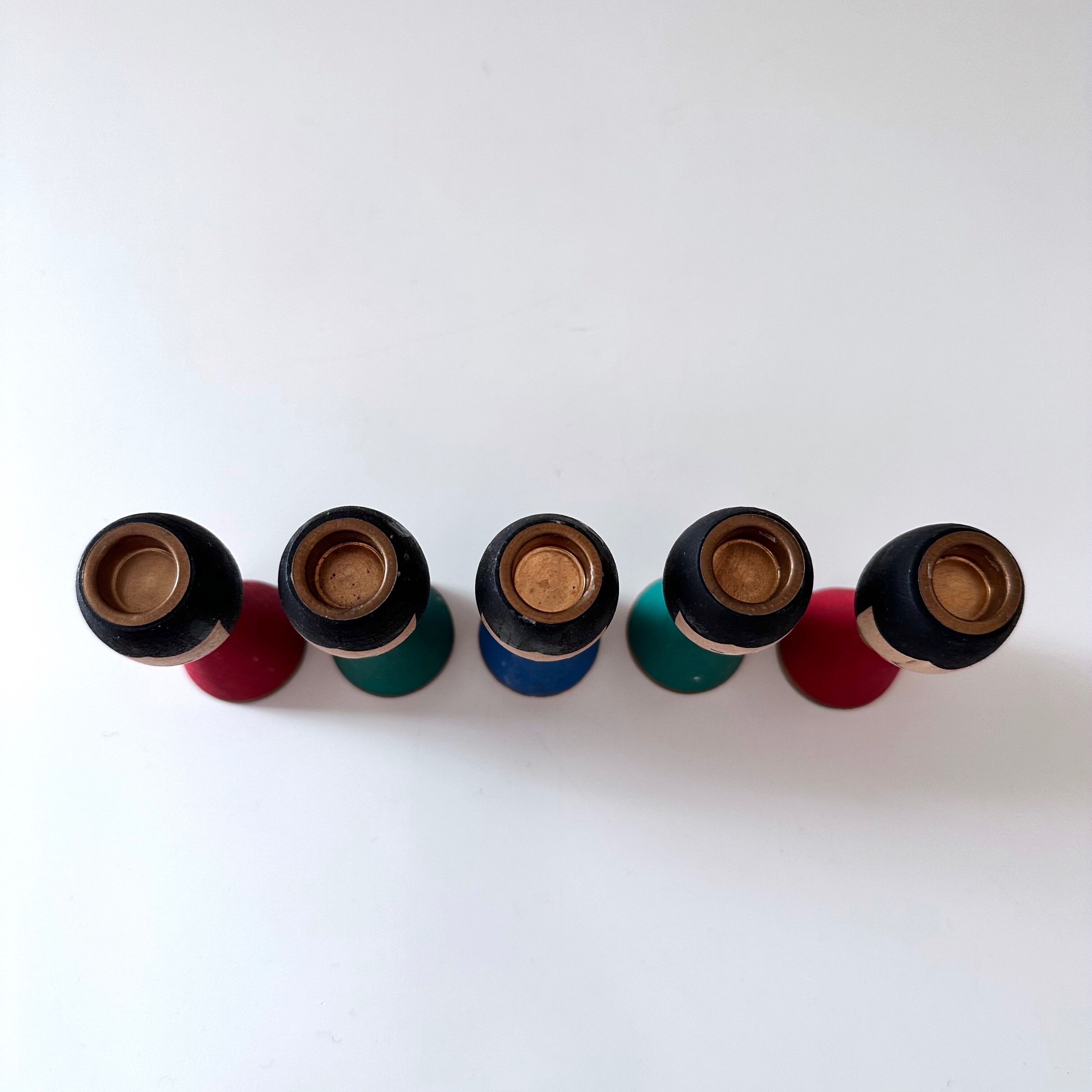 5 candlesticks, vintage decoration Erzgebirge