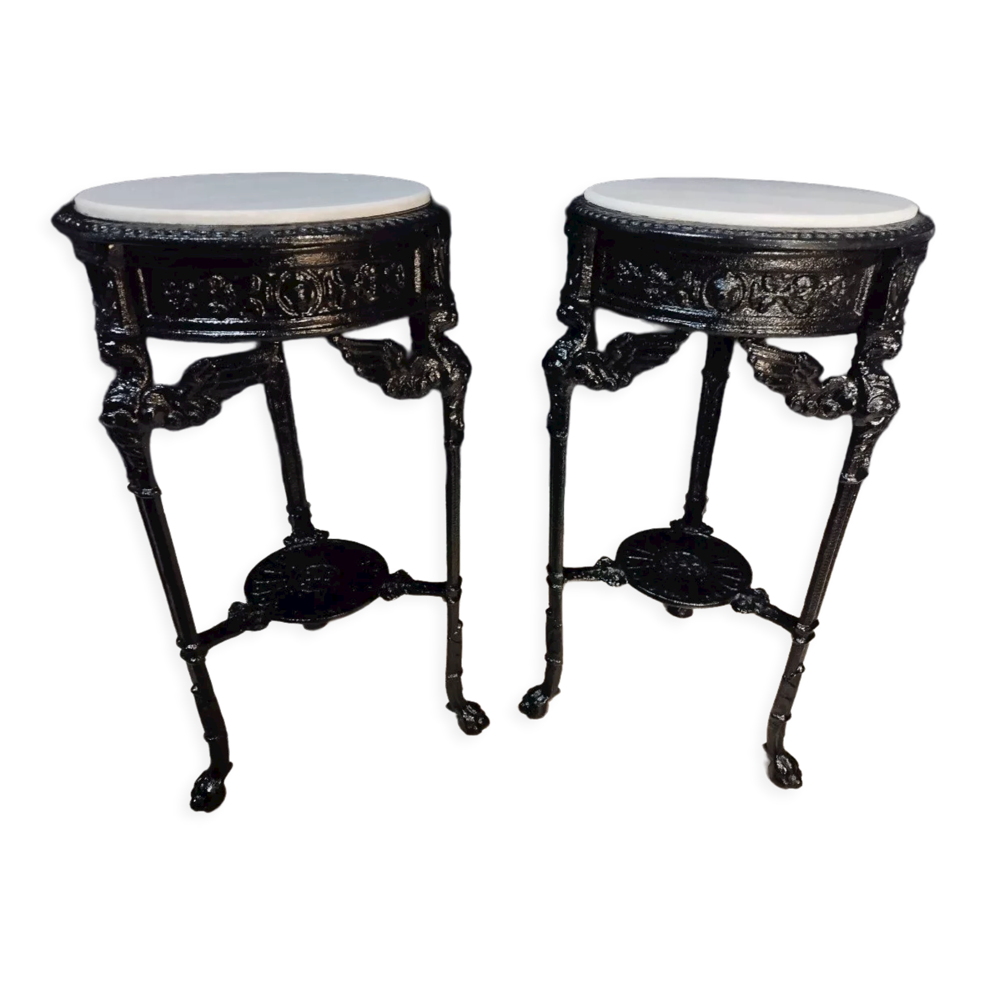 Pair of cast iron pedestal tables XIXth