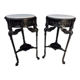 Pair of cast iron pedestal tables XIXth