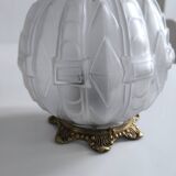 Art Deco ceiling light in frosted glass and bronze 1920