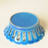 Blue openwork ceramic fruit bowl DLG from Bourg-Joly Malicorne