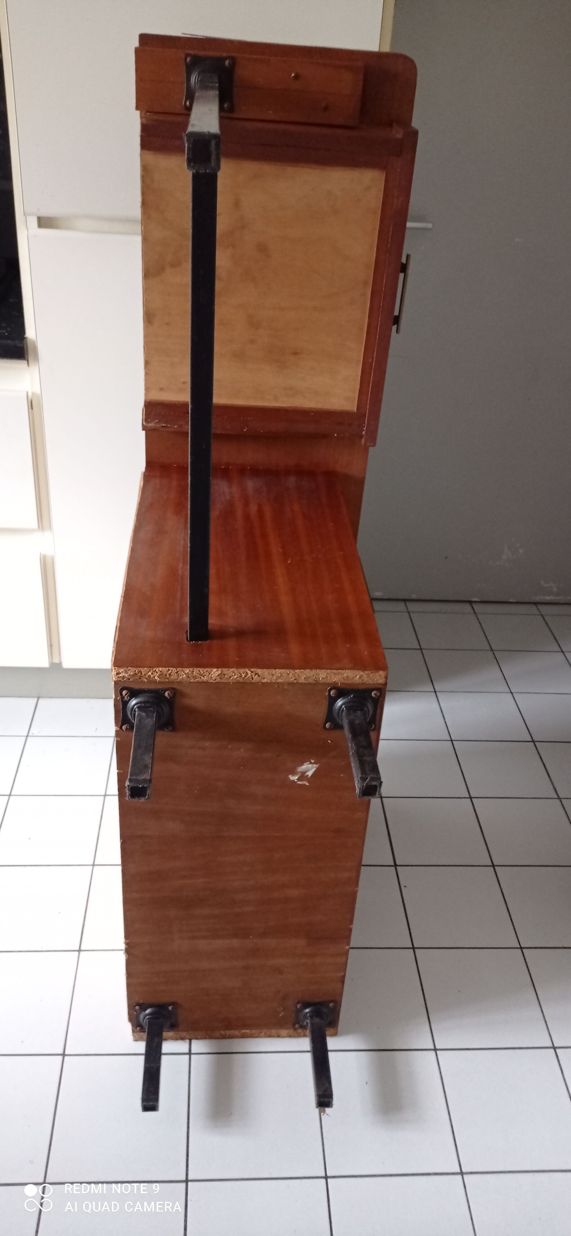 Old desk wood Scandinavian metal structure
