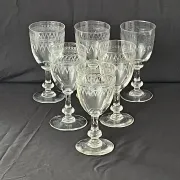 Wine glasses Antique Bohemian hand engraved crystal  – French country