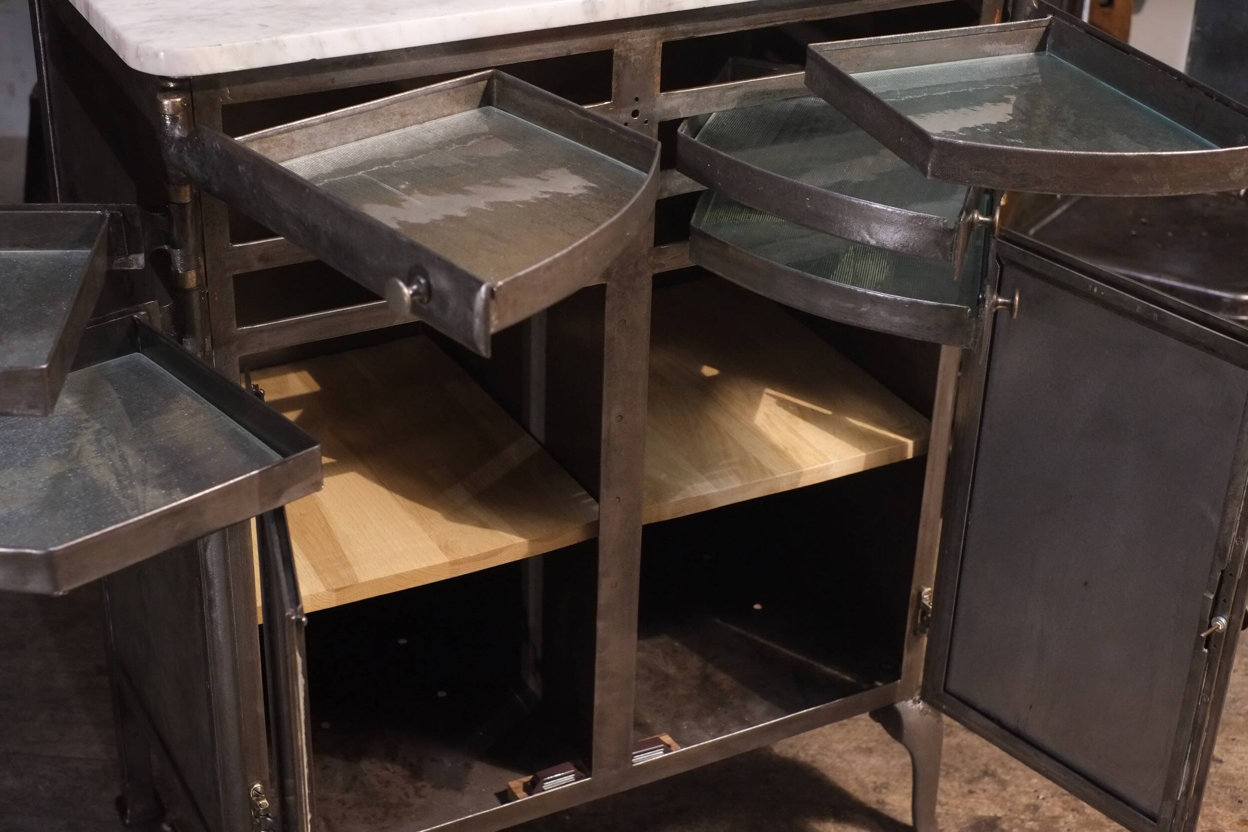 antique dentist's workbench from 1920 in industrial style