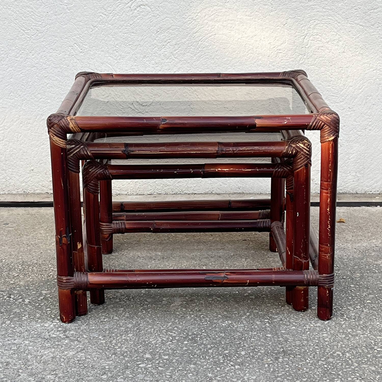 Suite of 3 bamboo nesting tables