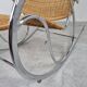 Vintage chrome and wicker rocking chair, 1970s