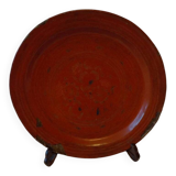 Dish, Indian tray painted in burgundy and tripod