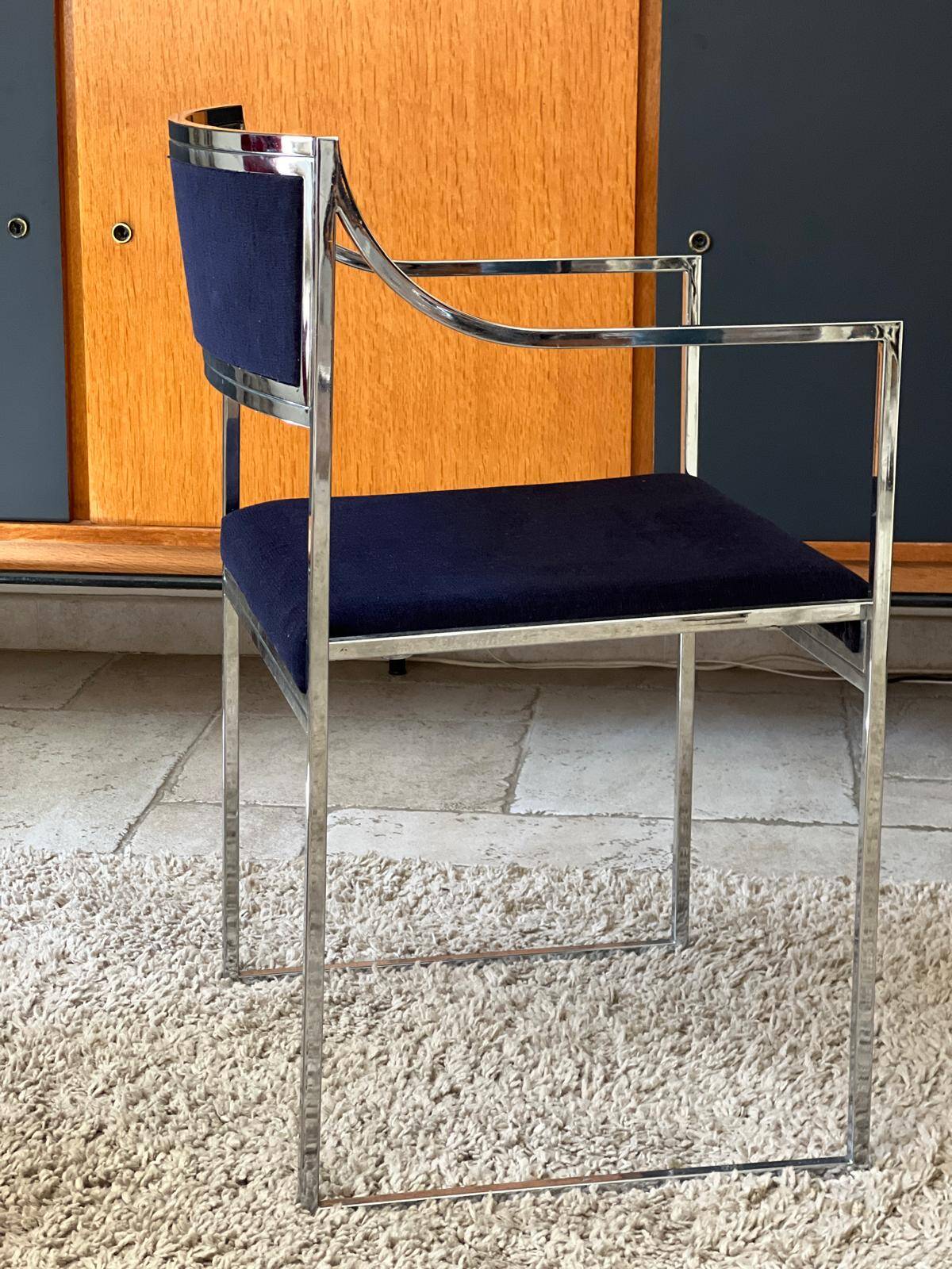 Set of 4 chairs and 2 armchairs model SQ by Willy Rizzo 1970