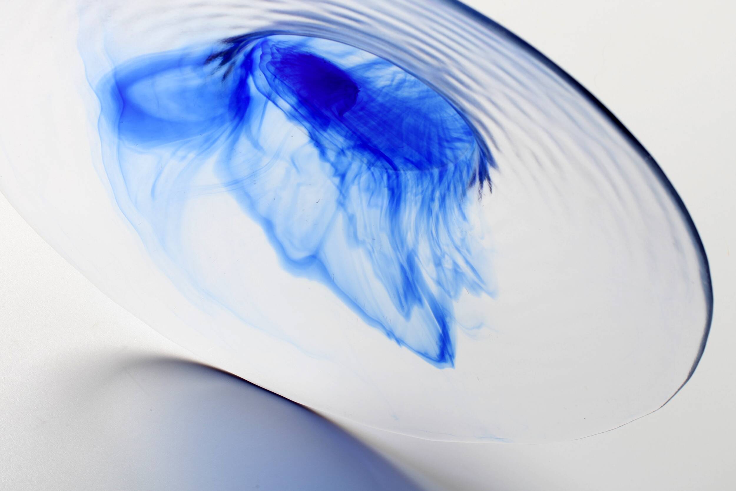 Vintage Bormioli Rocco Art Glass Bowl: Cobalt Blue Swirl Centerpiece