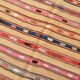 6x8 Khaki & Red Striped Pattern Vintage Kilim Rug, 183x239Cm