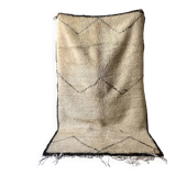 Large ancient Berber rug in ecru and black, 100% pure virgin wool.