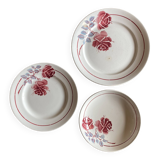 Set of 3 vintage iron clay dishes model 4205 from Saint Amand