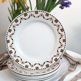 6 gien art deco dessert plates
