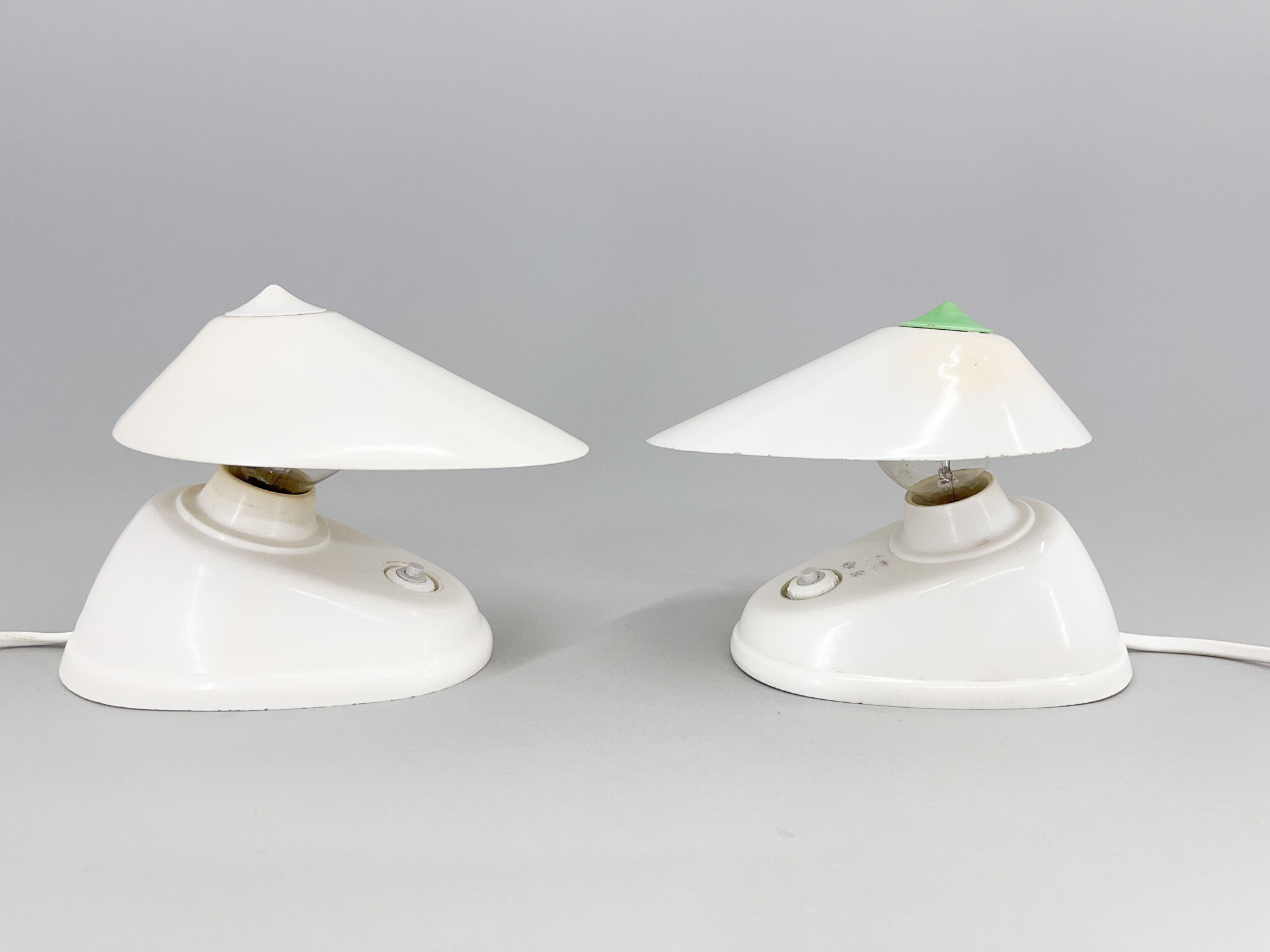 1960s Pair of White Bakelite Table or Wall Lamp, Czechoslovakia
