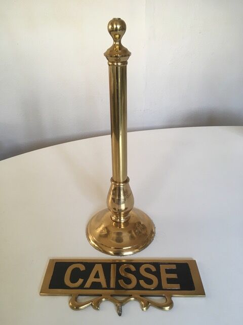 Brass Cash brewery counter plate on foot