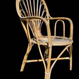 Rattan armchairs from the 70s France, set of 4