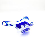 Large Coupe Hospodka Crystal Bohemia Sommerso Cobalt Blue Trim