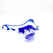 Grande Coupe Hospodka Cristal Bohême Sommerso Liseré Bleu Cobalt