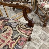 Pair of flat-back armchairs in walnut, Louis XIV style.