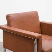 Leather armchair, 1970s, manufacturer Sitag, cognac brown leather.