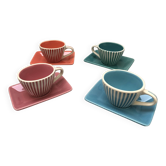 4 vintage ceramic coffee cups produced by lbvyr circa
